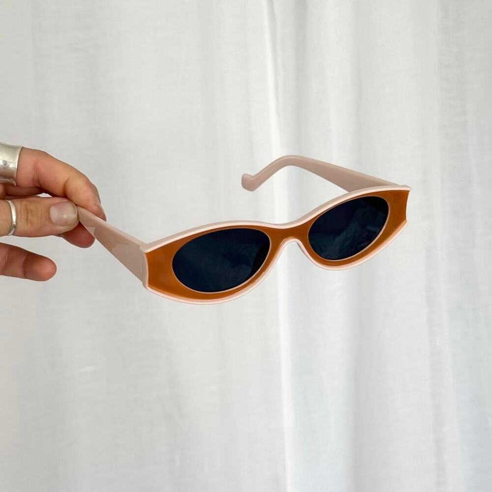 brown and pink oval slim sunglasses - Picture 3 of 5
